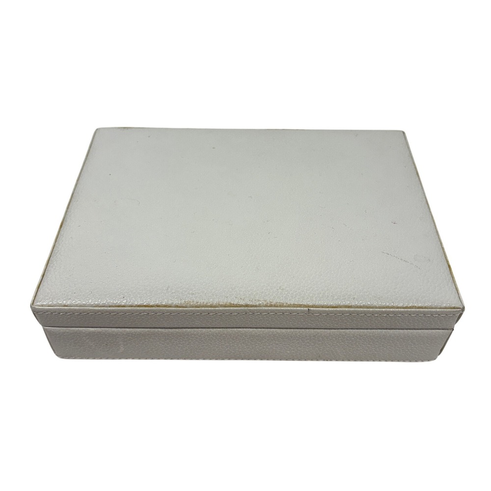 Nordstrom White Faux Leather Jewelry Box Rectangle Storage Case Valet Tray